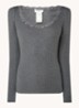 Babette longsleeve in zijdeblend met details van kant - Donkergrijs