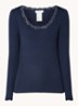 Babette longsleeve in zijdeblend met details van kant - Donkerblauw