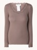 Babette longsleeve in zijdeblend met details van kant - Bruin