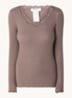Babette longsleeve in zijdeblend met details van kant - Bruin