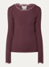 Babette longsleeve in zijdeblend met kant - Kastanjebruin