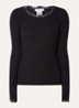 Babette longsleeve in zijdeblend met kant - Zwart
