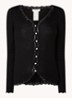 Babette ribgebreid vest in zijdeblend met details van kant - Zwart