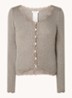 Babette ribgebreid vest in zijdeblend met details van kant - Zand