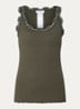 Babette tanktop in zijdeblend met kant - Bronsgroen