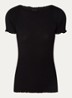 Balta T-shirt met ribstructuur en boothals - Zwart