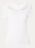 Beatha ribgebreide top in zijdeblend met details van kant - Wit