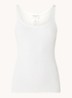Belle ribgebreide top in zijdeblend met ronde hals - Gebroken wit