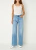 Belle ribgebreide top in zijdeblend met ronde hals - Creme