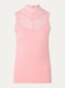 Benita mouwloze top in zijdeblend met details van kant - Roze