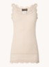 Benita top in zijdeblend met details van kant - Beige