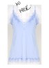 Billie spaghettitop met details van kant - Middenblauw