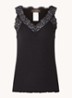 Tanktop met kant en structuur - Zwart