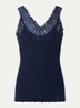 Tanktop met kant en structuur - Donkerblauw