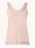 Tanktop met V-hals en kant - Lichtroze