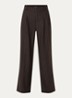 Mara high waist wide fit pantalon in wolblend met streepprint - Chocoladebruin