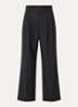 Mara high waist wide fit pantalon in wolblend met streepprint - Donkerblauw
