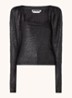 Stevie top met pofmouw en lurex - Zwart