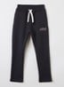 Full Service straight fit joggingbroek met logoborduring - Zwart