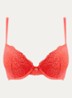 Polly push up bh met overlay van kant - Koraalrood