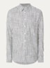Liam regular fit overhemd met streepprint - Donkerblauw