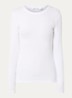 Longsleeve van  katoen met ribstructuur - Wit