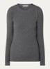 Longsleeve van  katoen met ribstructuur - Donkergrijs