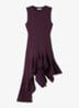 Asymmetrische gedrapeerde midi-jurk - Bruin