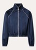 Bomberjack van satijn met logoborduring - Blauw