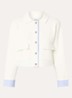 Fijngebreid cropped vest in wolblend met klepzakken - Gebroken wit
