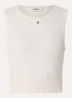 Fijngebreide crop top met logo - Beige