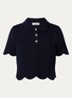 Fijngebreide crop top met structuur - Blauw