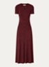 Midi blousejurk met ribstructuur - Bordeauxrood