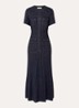 Midi blousejurk met strass - Blauw