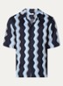 Overhemd in linnenblend met streepprint - Donkerblauw