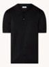 Regular fit fijngebreide polo met stretch - Zwart