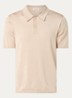 Regular fit fijngebreide polo met stretch - Beige