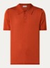 Regular fit fijngebreide polo met stretch  - Steenrood