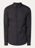 Regular fit overhemd met stretch - Zwart