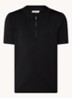 Regular fit polo met halve rits - Zwart