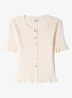 Ribgebreid vest met volants - Ecru / Wit
