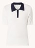 Ribgebreide slim fit polo - Gebroken wit