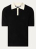 Ribgebreide slim fit polo - Zwart