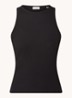Ribgebreide tanktop met logoborduring - Zwart