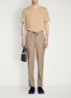 Slim fit pantalon in wolblend met elastische band - Cappucino / Beige