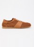 Sneaker van suède met leren details - Cognac