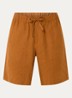 Straight fit korte broek van linnen met steekzakken - Cognac