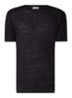 T-shirt van linnen met ronde hals - Zwart