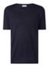 T-shirt van linnen met ronde hals - Donkerblauw