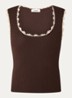 Tanktop met borduring en ribstructuur - Bruin